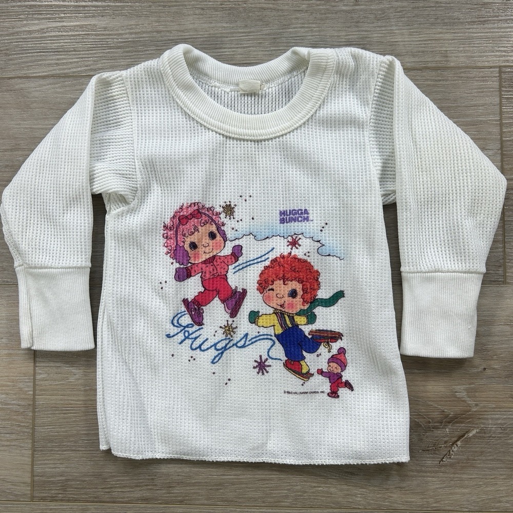 Vintageā 1984 Hallmark Hugga Bunch 2/3X White Thermal Long Sleeve Huggins Hugsy